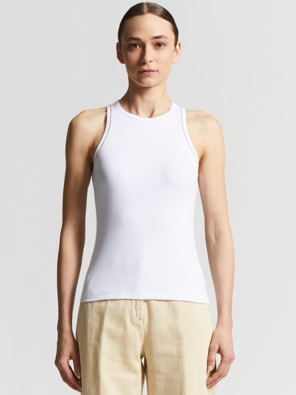 Peserico - Micro rib stretch jersey top - Pure White