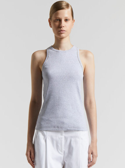 Peserico - Micro rib stretch jersey top - Lunar gray