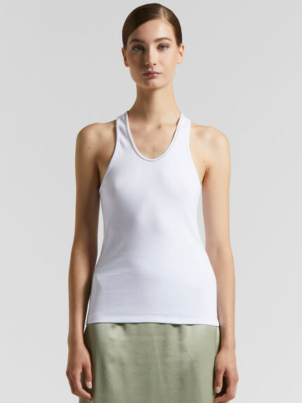 Peserico - Micro rib jersey stretch top - Pure White