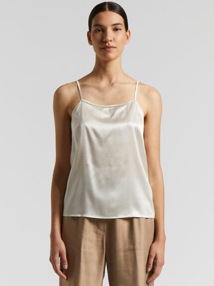 Peserico - Shiny stretch silk satin top - Quartz sand