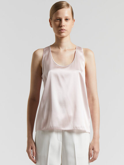 Peserico - Shiny silk satin U-neck top - Aurora