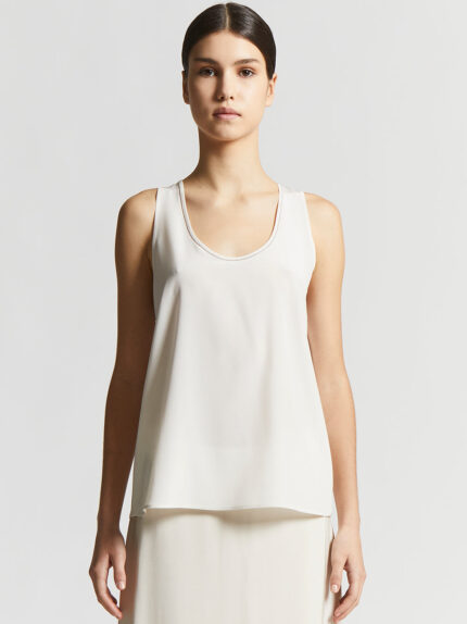 Peserico - Silk crepe de chine U-neck top - Alabaster