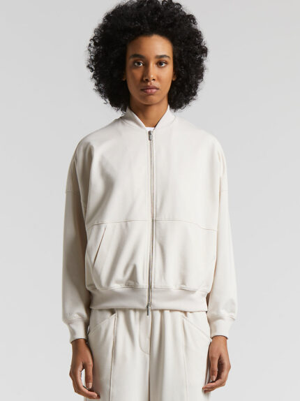 Peserico - Bomber sweatshirt in technical cotton jersey - Alabaster