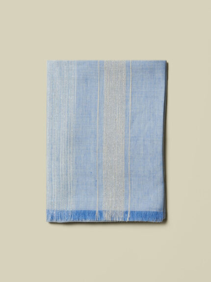 Peserico - Linen, silk, cotton and Lurex jacquard stole - Atmosphere blue