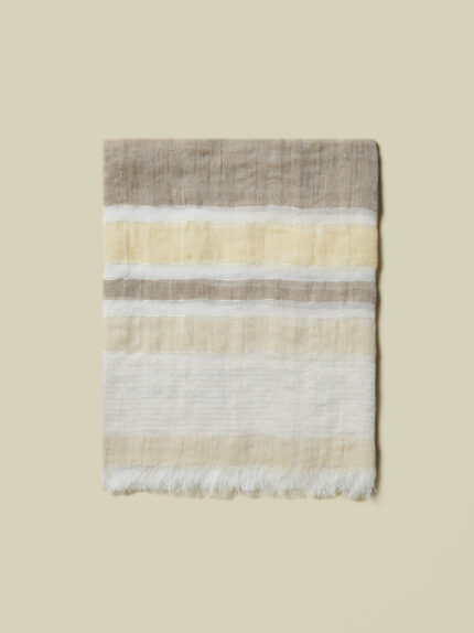 Peserico - Linen cotton jacquard stole with sequins - Sunshine yellow