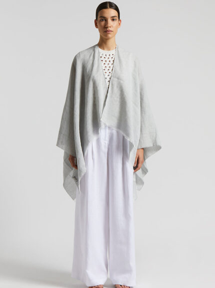 Peserico - Poncho in organic cotton melange and linen - Lunar gray