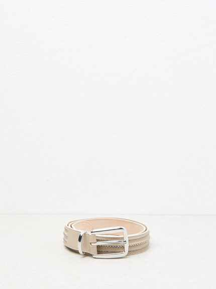 Peserico - Genuine leather belt with Punto Luce - Amber beige