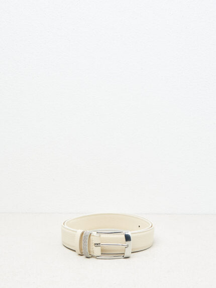 Peserico - Genuine leather belt with Punto Luce - Quartz sand