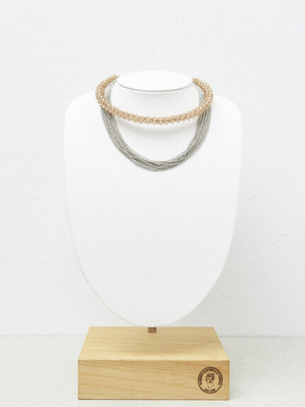 Peserico - Rigid tubular necklace with micro-crystals - Cappucino
