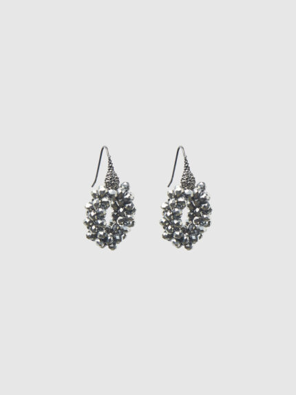 Peserico - Earrings with interlaced micro crystals - Lunar gray