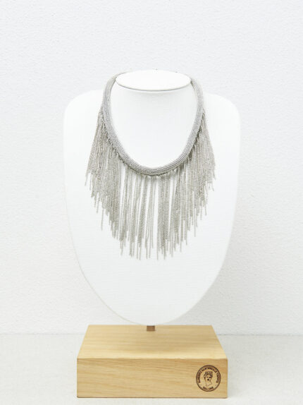 Peserico - Punto Luce tubular necklace with fringes - Gray