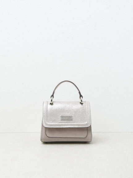 Peserico - Genuine leather bi-material mini bag - Lunar gray