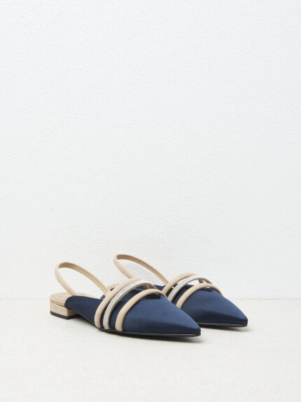 Peserico - Genuine leather flat slingbacks - Space blue