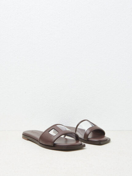 Peserico - Genuine leather flat slippers - Tobacco