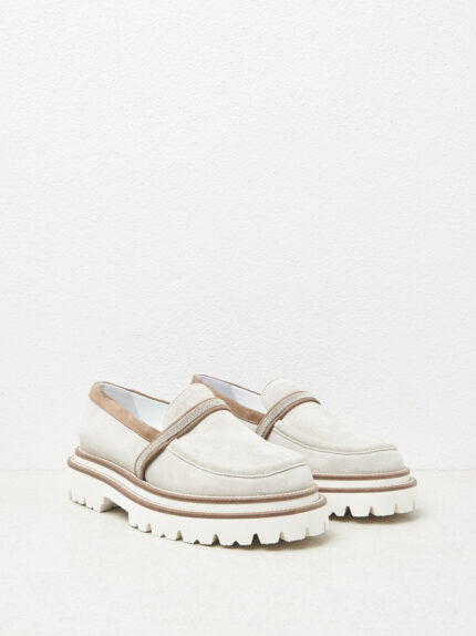 Peserico - Two-tone genuine leather loafers - Alabaster