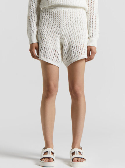 Peserico - Shorts in pure cotton yarn and micro-sequins - Cloud white
