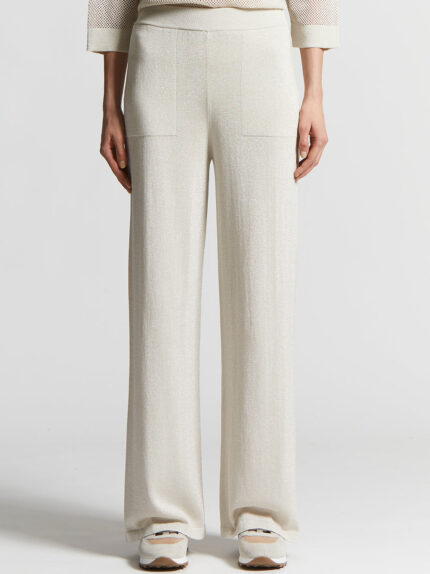 Peserico - Trousers in cotton crepe yarn - Quartz sand