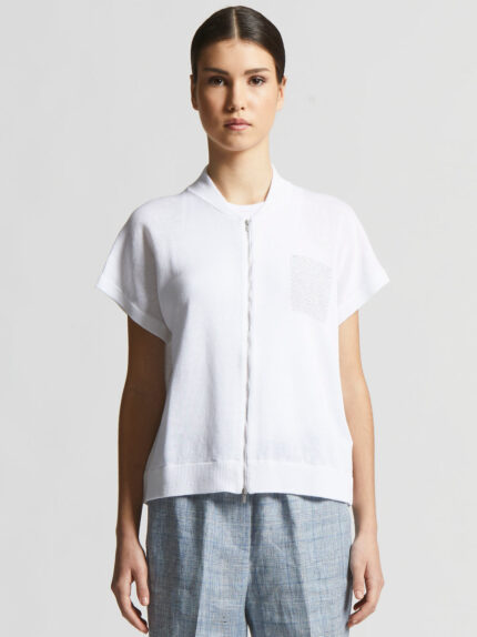 Peserico - Linen and cotton crepe bomber jacket - Pure White