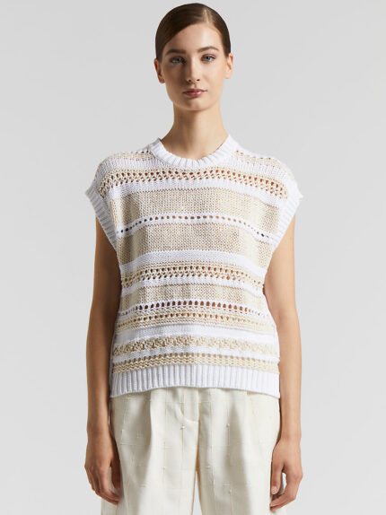 Peserico - Soft cotton tricot waistcoat - Quartz sand