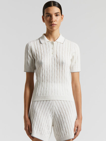 Peserico - Cotton crepe tricot polo shirt - Light white