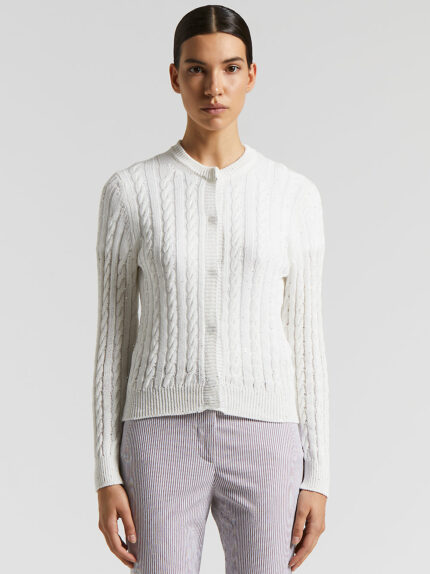 Peserico - Pure cotton cordonett cardigan with sequins - Cloud white