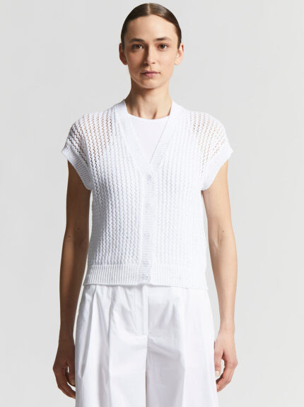 Peserico - Pure cotton cardigan with sequins - Pure White