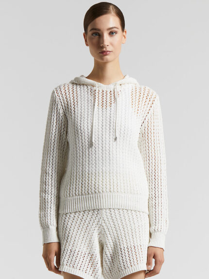 Peserico - Pure cotton cordonnet sweater with sequins - Cloud white