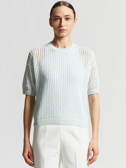 Peserico - Cotton cordonnet sweater with sequins - Watery green