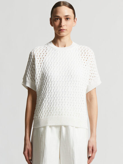 Peserico - Cotton cordonnet sweater with sequins - Cloud white