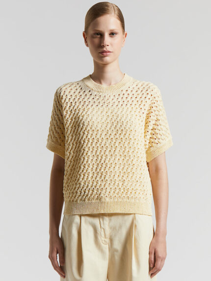 Peserico - Cotton cordonnet sweater with sequins - Sunshine yellow