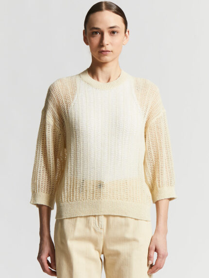 Peserico - Lightweight Lurex alpaca tricot sweater - Sunshine yellow