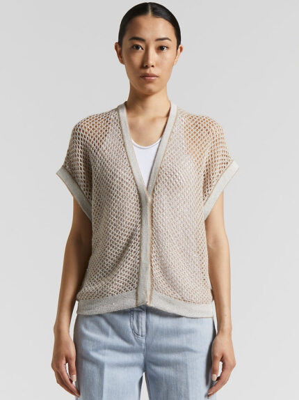 Peserico - Technical alpaca wool waistcoat with sequins - Cappucino