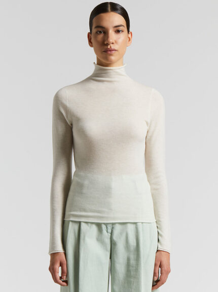 Peserico - Extra-fine merino wool and sequin sweater - Natural white