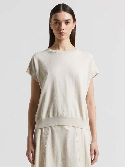 Peserico - Pure cotton crepe tricot sweater - Quartz sand