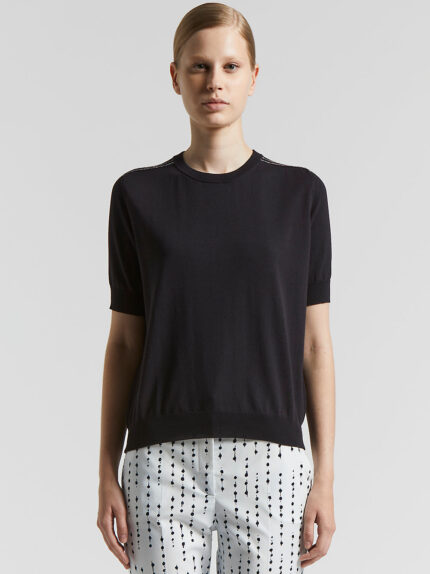 Peserico - Pure cotton crepe tricot sweater - Space blue