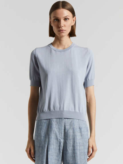 Peserico - Pure cotton crepe tricot sweater - Sunrise blue