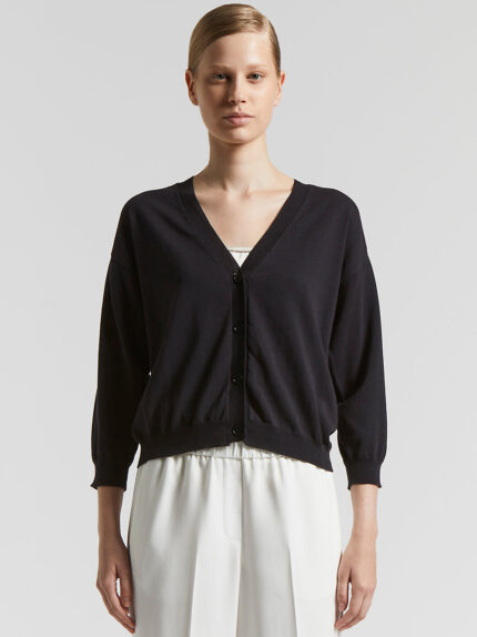 Peserico - Pure cotton crepe tricot cardigan - Space blue
