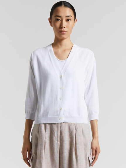 Peserico - Pure cotton crepe tricot cardigan - Pure White