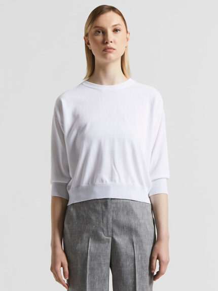 Peserico - Pure cotton crepe tricot sweater - Pure White