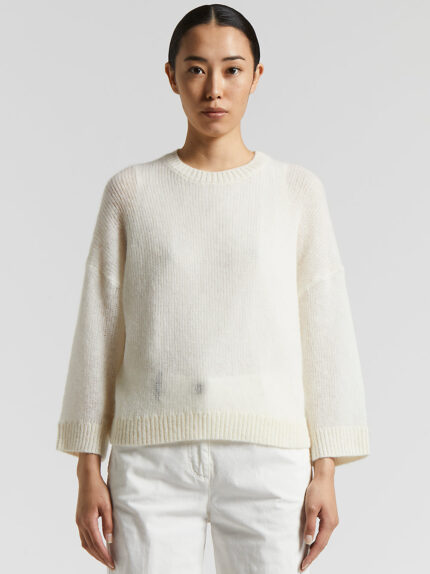 Peserico - Virgin wool and alpaca tricot sweater - Natural white