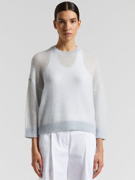 Peserico - Virgin wool and alpaca tricot sweater - Atmosphere blue