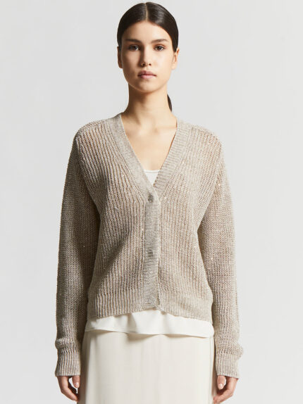 Peserico - Linen cardigan with sequins - Cappucino